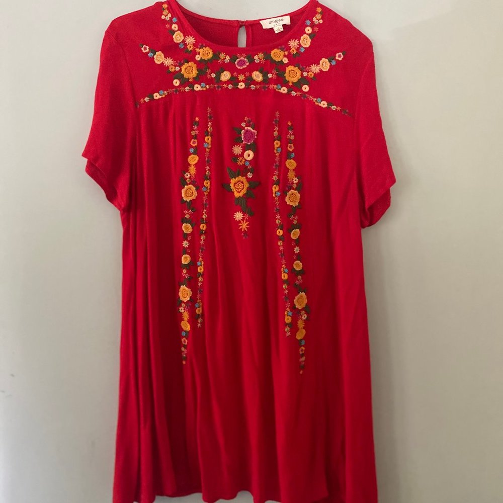 Umgee Women's Boho Chic Floral Embroidered Dress
